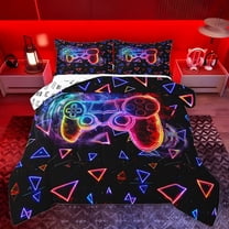 Castle Fairy Abstract Gamer Bedding Comforter Set 2pcs for Female Men,Gradient Ombre Gamepads Twin Comforter Sets Microfiber,Video Game Breathable Bedding Set,Breathable Home Decor,Reversible