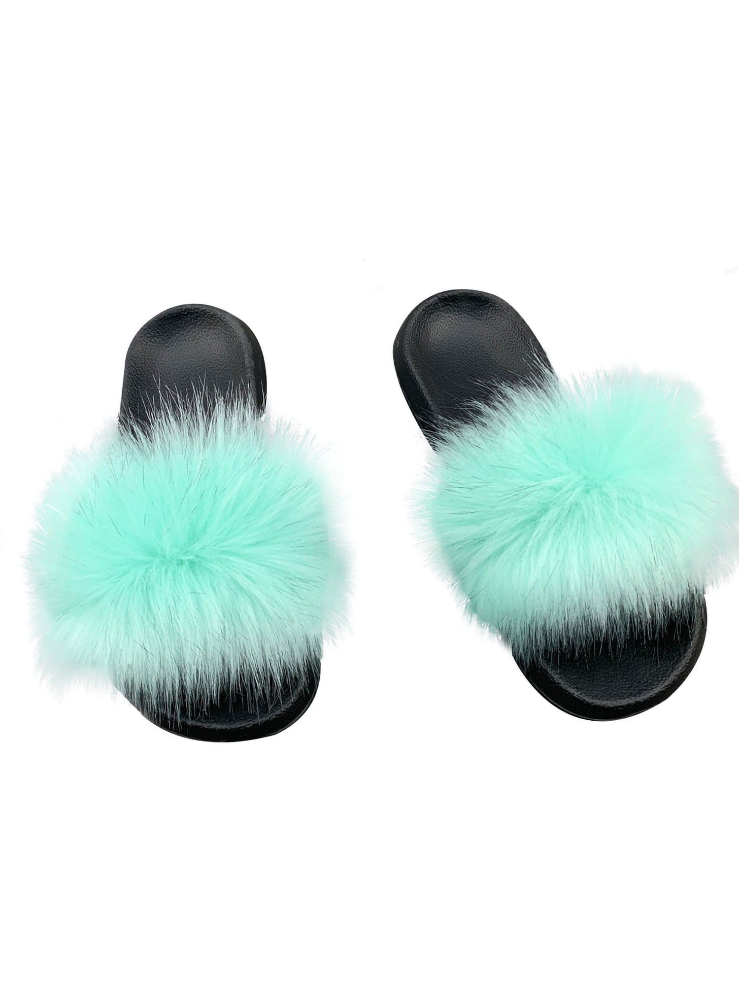 womens fluffy slider slippers