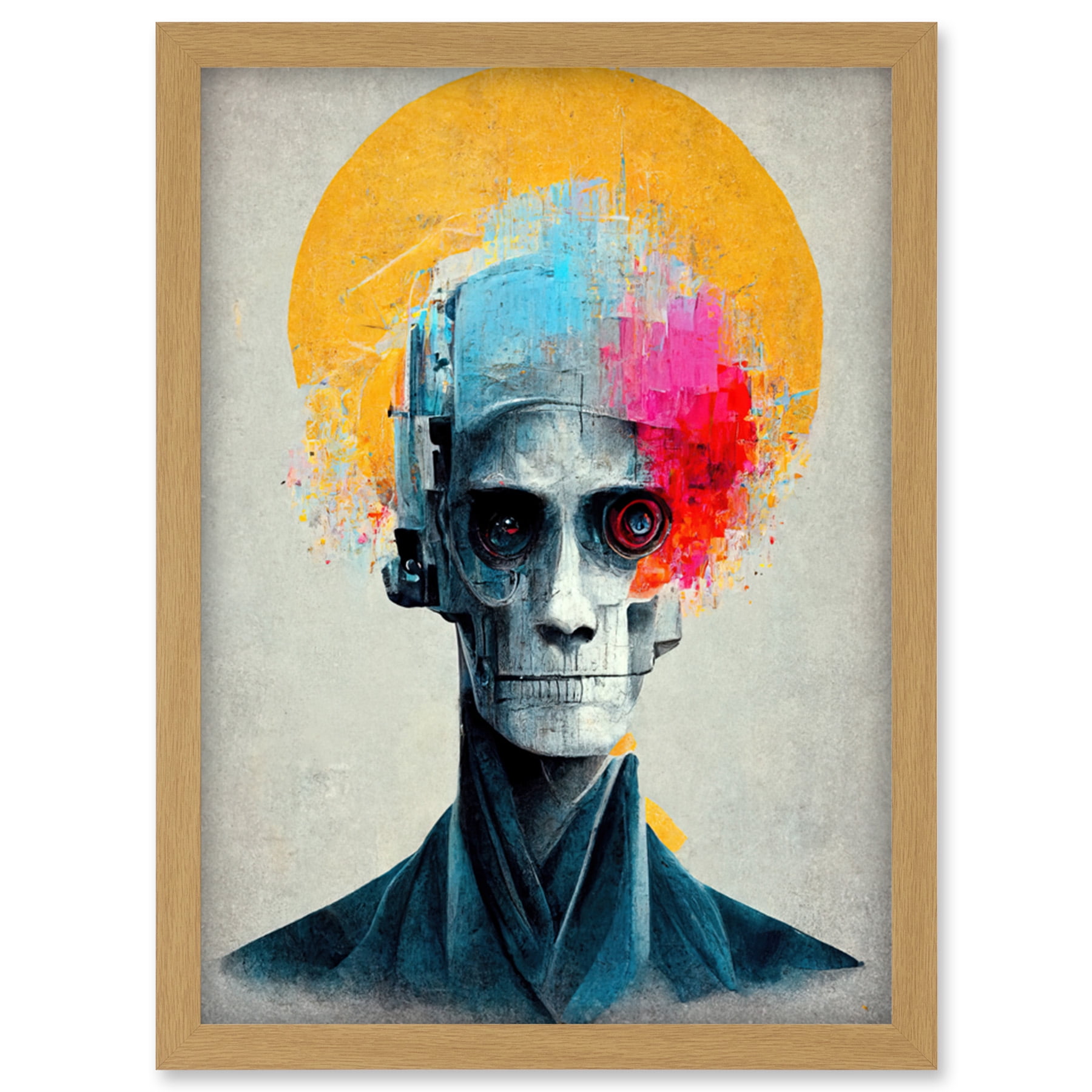 Abstract AI Cyborg Halo Saint Robot Artwork Framed Wall Art Print A4 ...