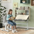thumbnail image 2 of Qaba Kids Desk and Chair Set with Adjustable Height, Tilting Desktop, Grey, 2 of 10
