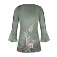 thumbnail image 5 of Pompotops Mode Femme Imprimé Bouton Décontracté Col en V Manches 3/4 T-Shirt Blouse Tops en Solde, 5 of 5