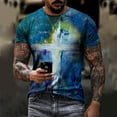 thumbnail image 2 of JINMGG Mens Tops under $5,Men's Unisex Daily T Shirt 3D Print Graphic Prints Cross Print Short Sleeve Tops Casual Blouse,Blue XXXXL, 2 of 9