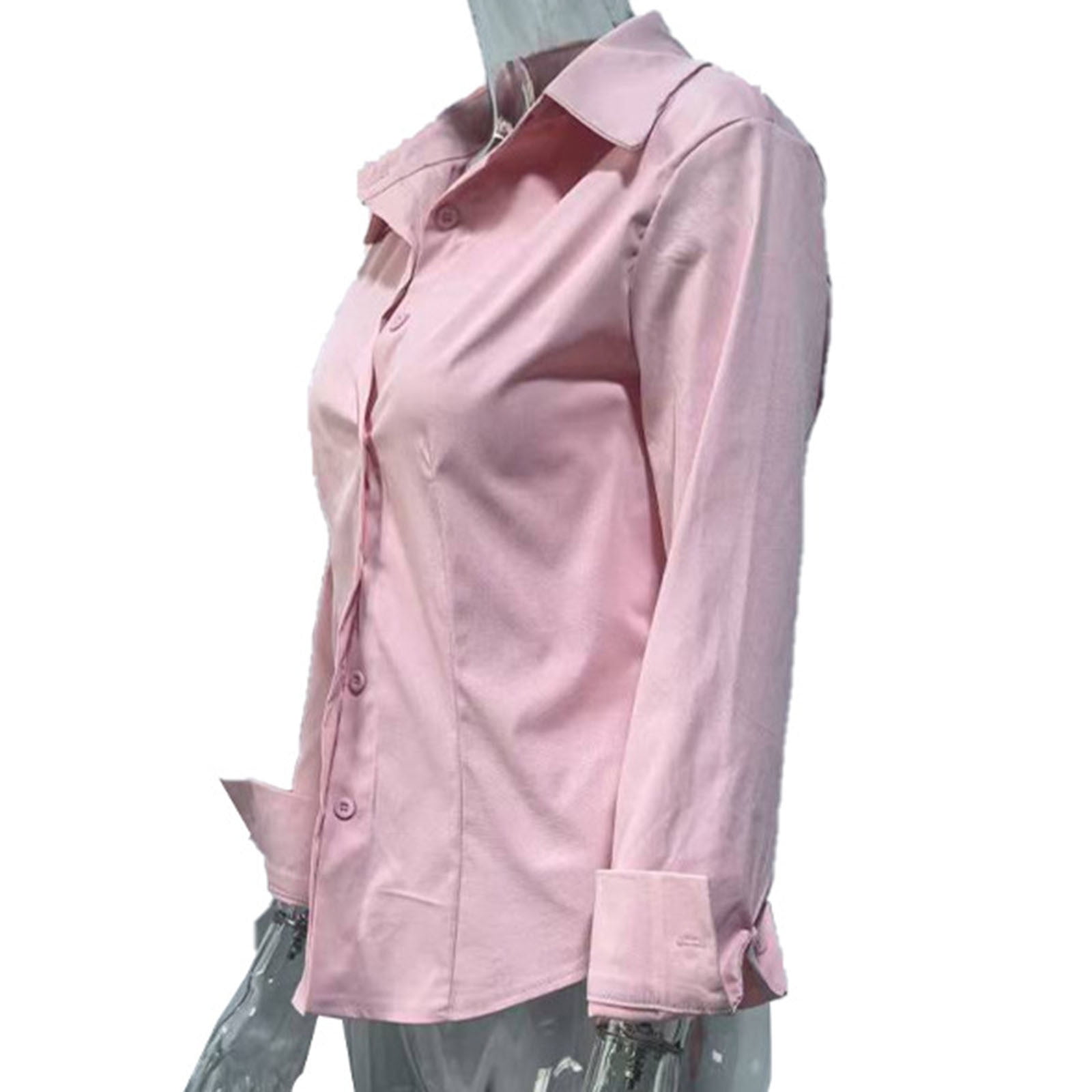 Long Sleeve Shirts for Women, Women's Long Bell Sleeve Button Down Shirt Lace Up Back Princess Line Lapel Top