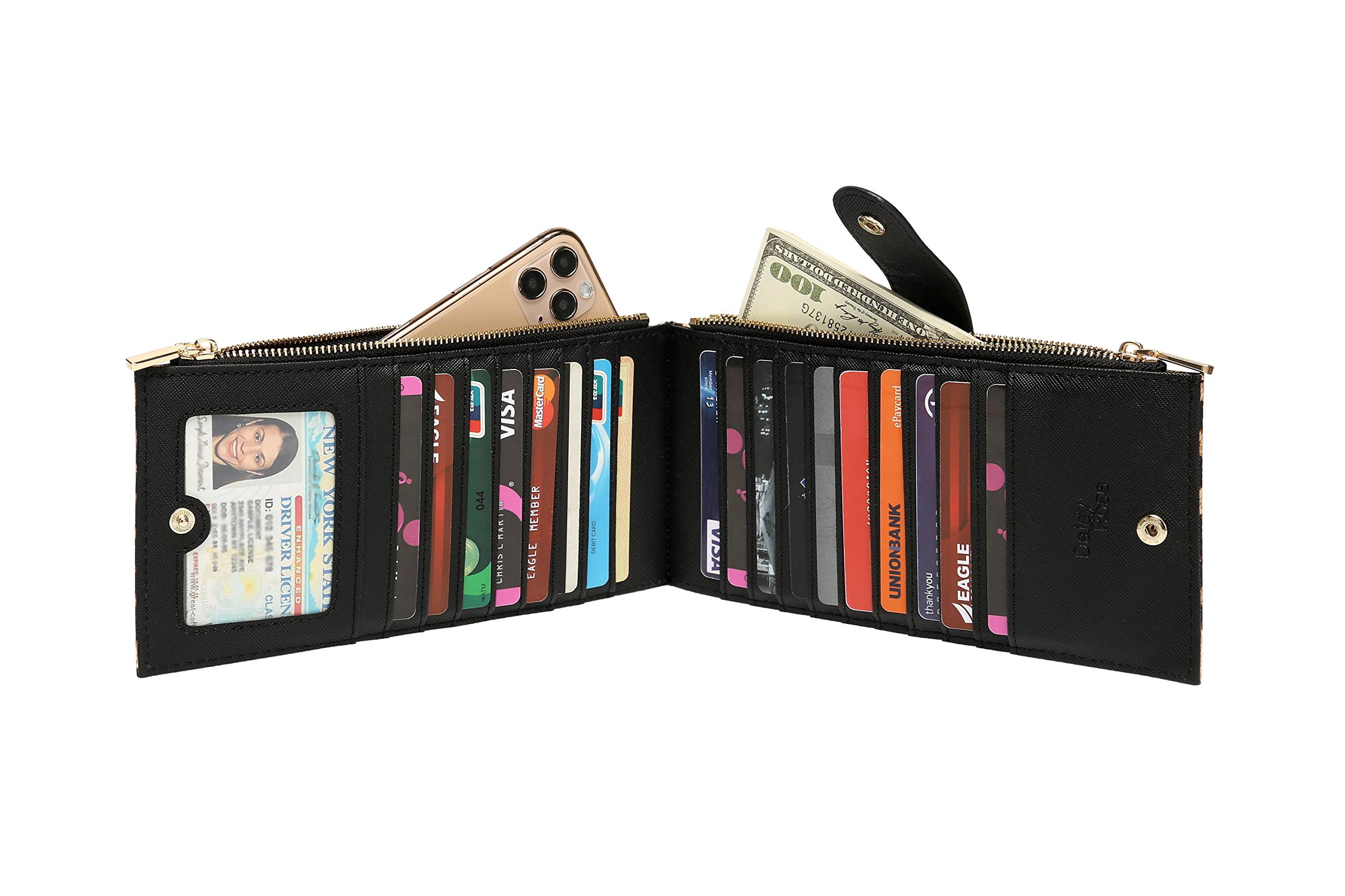 Daisy Rose Vegan Leather Phone Clutch & Wallet - RFID Blocking, Leopard Print, Holds Phone & Cards - View #11