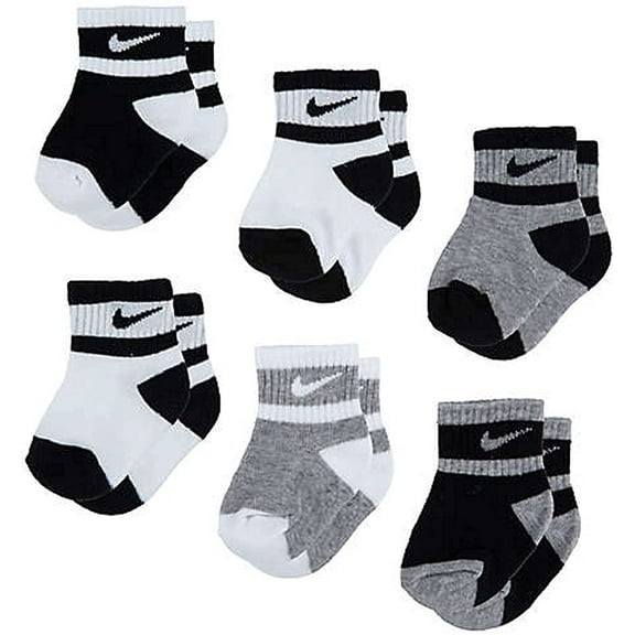 Nike Baby Lightweight Ankle Black & White Socks 6 Pack Size Infant 12-24 Months