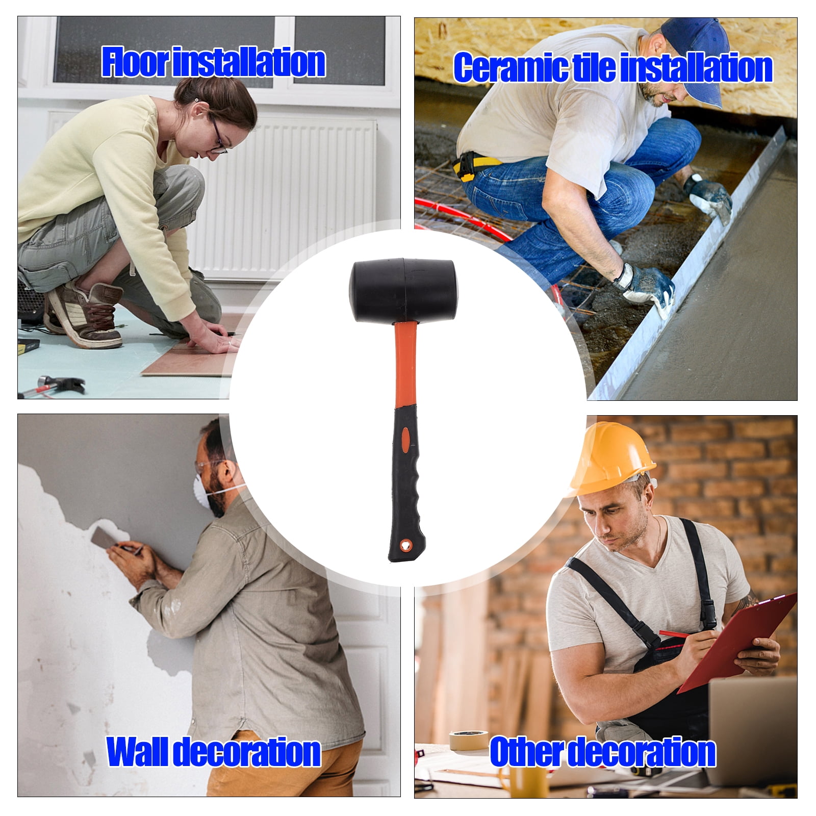 Masteelf 2 pcs  Non-slip Rubber Mallet Head Hammer Flooring Installation Mallet Hammer