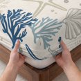 thumbnail image 3 of Twin XL Size Fitted Sheet Set - Blue Beige Coastal 2 Piece Bedding Sets 16" Deep Pocket Fitted Sheet with 1 Pillowcases, Summer Beach Starfish Coral Nautical Rustic Brushed Microfiber Bed Sheets, 3 of 9