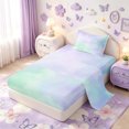 thumbnail image 2 of meiyoeat Purple Green Watercolor Cloud Twin Sheets,Soft Ombre Print Bedding For Girls,3-Piece1 Flat Sheet, 1 Fitted Sheet and 1 Pillowcase, 2 of 6