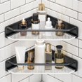 thumbnail image 1 of Juego de 2 Estanterías de Esquina para Baño Estante de Almacenamiento Organizador de Ducha de Gran Capacidad Sin Taladro, Adecuado para Baño, Cocina y Jaboneras (Negro), 1 of 4