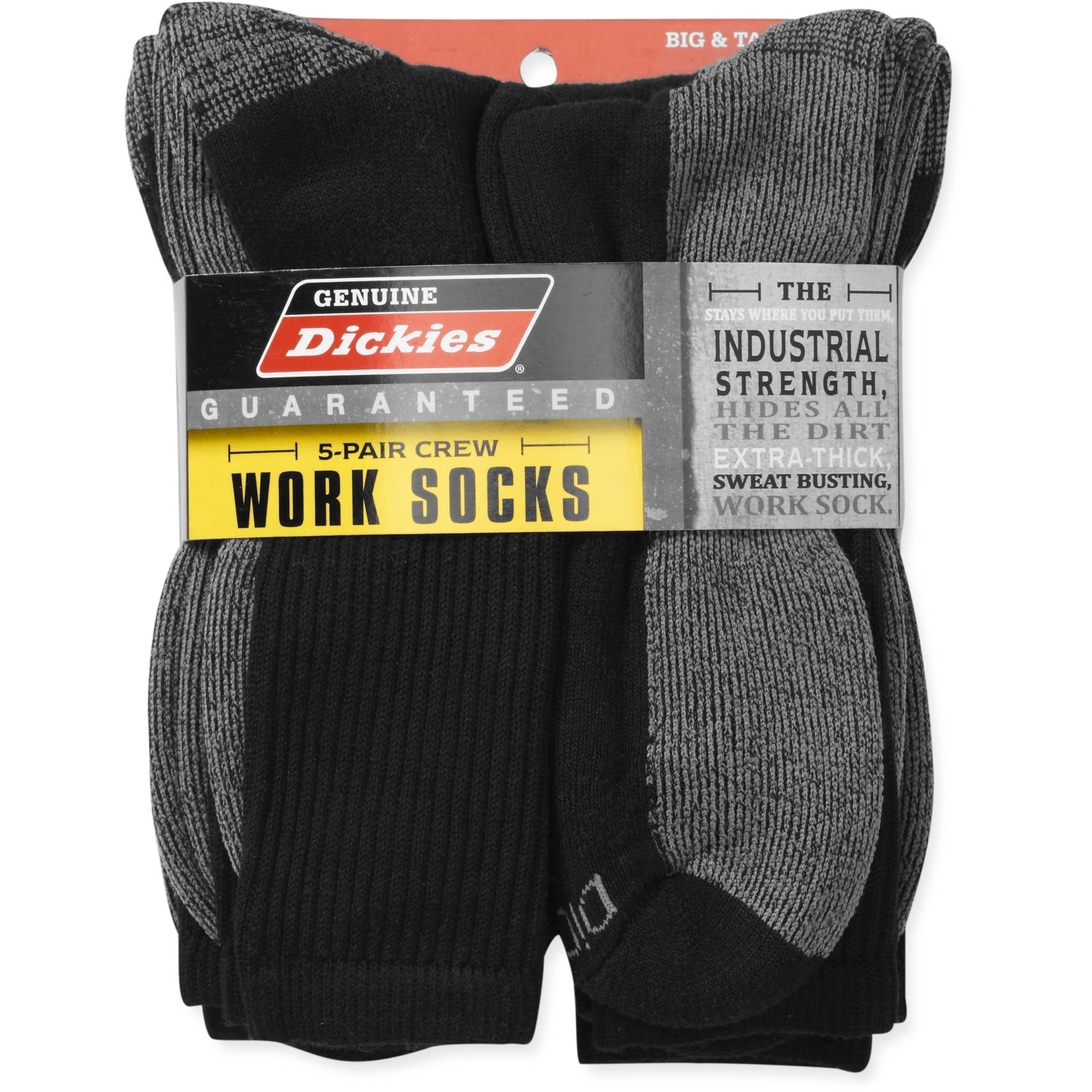 Dickies Genuine Mens 5-Pair Crew Work Socks