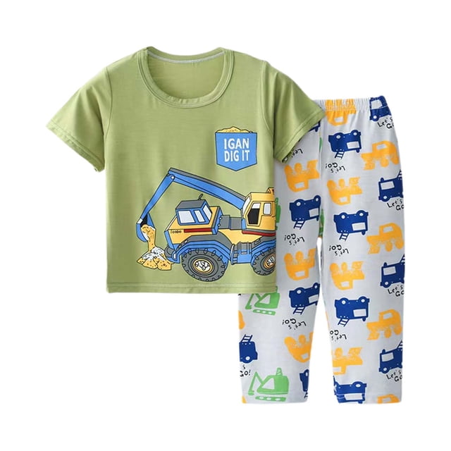 PMVFHDE Stylish Girls Outfits & Sets - Adorable Children's Home Wear Cartoon Short Sleeve Pants Set for Comfortable