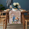 thumbnail image 2 of Birds Floral Table Runner - 120 Inch Long, Kitchen Dining Table Runner Dresser Scarves, Farmhouse Pink Flower Leaf Wood Grain Brown Farmhouse Decor for Coffee Tables Wedding Party Banquet, 2 of 8