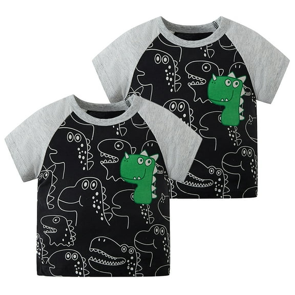YTDSCS Kids Boys Girls Cotton T-Shirts Toddler Summer Crewneck Tees Pullover Bottoming Tops Baby Boys Print Cow Cartoon Short-Sleeved Shirts for 1-8Years