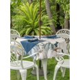 thumbnail image 2 of Outdoor Tablecloth with Umbrella Hole and Zipper, Thanksgiving Round Table Cloth 54 Inch Waterproof Tablecloth, Fall Blue White Pumpkin Leaves Vintage Picnic Table Cover for Patio Camping, 2 of 7