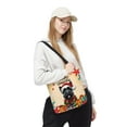 thumbnail image 2 of Merry Christmas Santa Scottish Terrier Scarf Twinkling Lights Xmas Holiday All Over Print 3D Canvas Tote Bag Scottie Dog Lover Gifts Reusable Handbag - 00022, 2 of 5