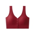 thumbnail image 2 of Women's Wide Strap Front Snap Comfortable Bra, Stretchy Wireless Daily Wear Bralette Red One Size, 2 of 5