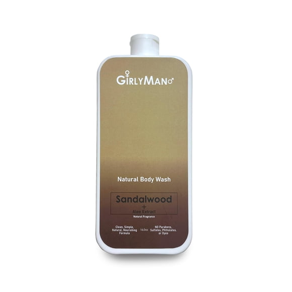 GirlyMan Natural Body Wash – Hecho con aceite de oliva y extracto de aloe, sin fragancia artificial, pH equilibrado, fórmula suave, ingredientes nutritivos, propiedad familiar (sándalo)
