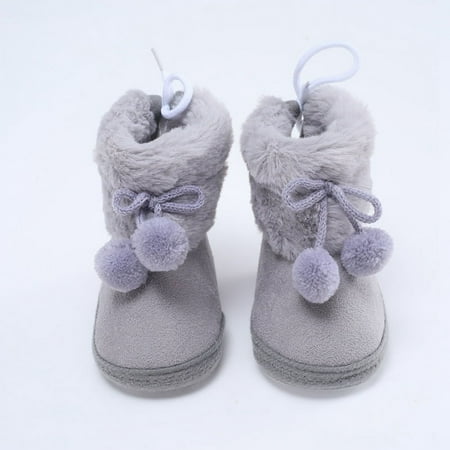 Infant Baby Girl Winter Warm Plush Half Boots Soft Sole Shoes 0-18M