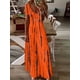 thumbnail image 4 of Vestido Casual De Talla Grande, Vestido Largo Elástico Medio Con Cuello En V Y Manga Corta Con Tinte Anudado Para Mujer, 4 of 4
