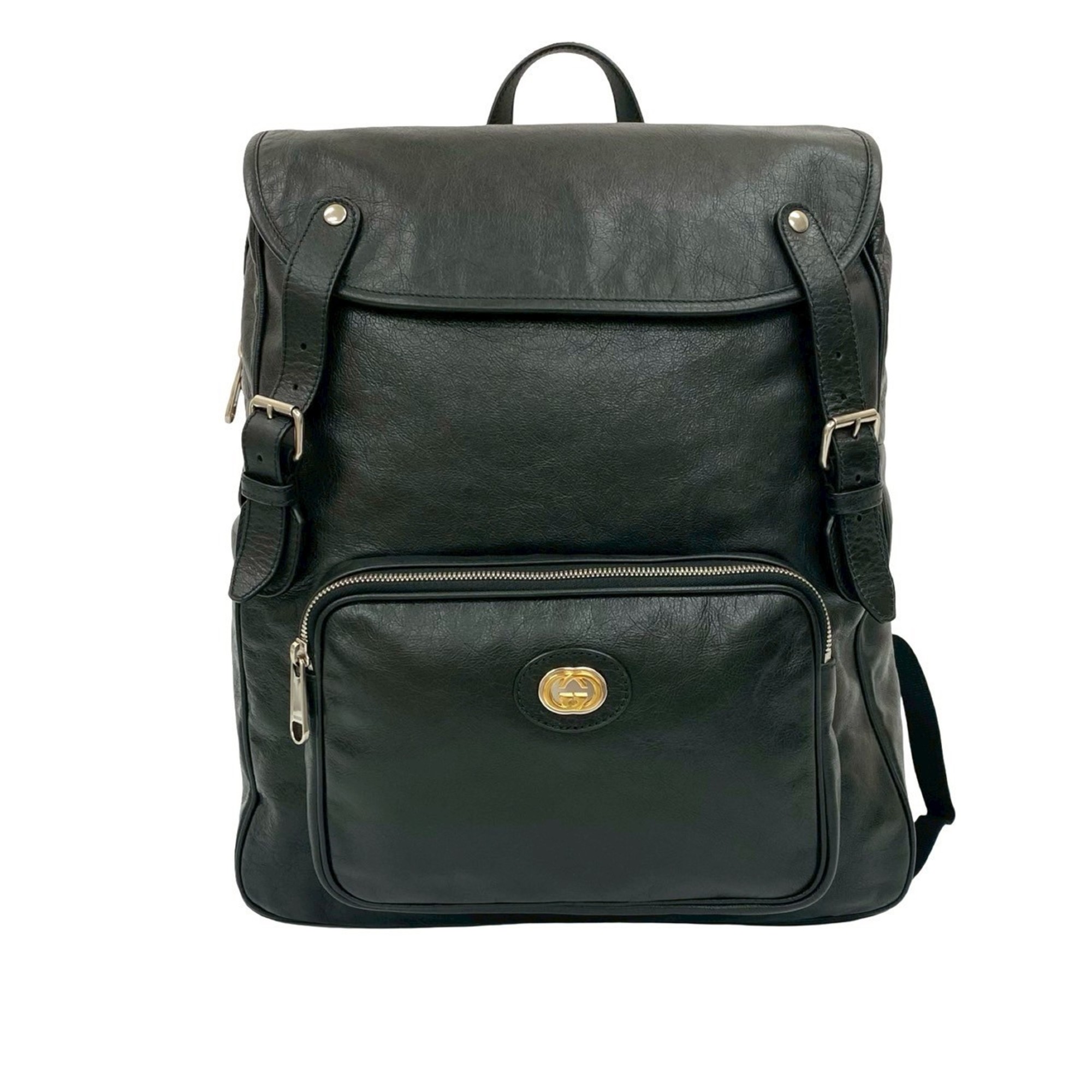 Pre-Owned GUCCI Interlocking G Logo Hardware Leather  display picture 2