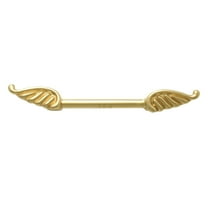 Anygolds 14K Real Solid Gold Angel Wings Straight Barbell Nipple Body Piercing Jewelry 14 Gauge 1/2" - MBJ1433Y Yellow Gold