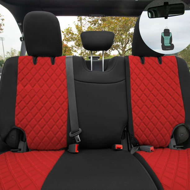 FH Group AFCM5006REDREAR Red Neoprene Custom Car Seat Cover For 2018-2023 Jeep  Wrangler JL with Air Freshener 