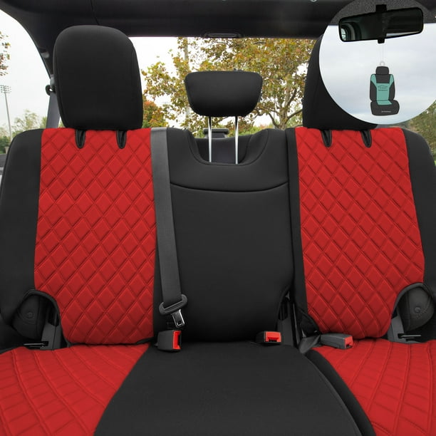 FH Group AFCM5006REDREAR Red Neoprene Custom Car Seat Cover For 2018-2023 Jeep Wrangler JL with Air Freshener FH Group AFCM5006REDREAR Red Neoprene Custom Car Seat Cover For 2018-2023 Jeep Wrangler JL with Air Freshener