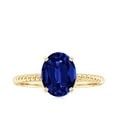thumbnail image 4 of Rosec Jewels Oval Shape Lab Grown Blue Sapphire Solitaire Ring with Surprise Diamond (8X10 mm), 18K Yellow Gold, US 9.50, 4 of 9