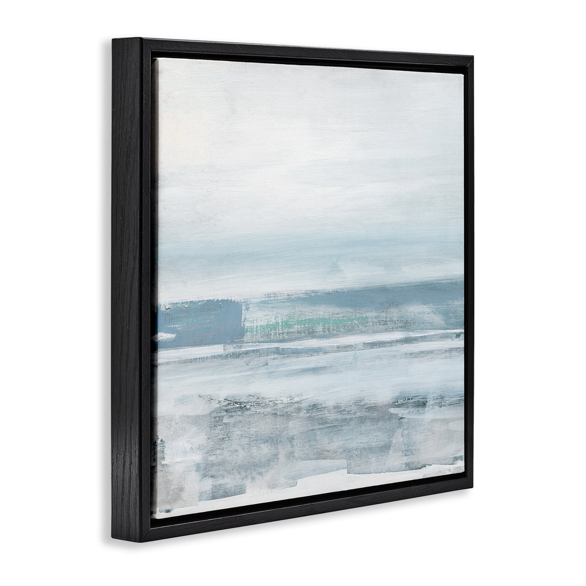 Stupell Industries Stormy Blue Grey Ocean Abstract Painting Black Floater Framed Canvas Art Print Wall Art, 18 x 18