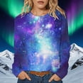 thumbnail image 2 of IWRICH Women's Long Sleeve Crew Neck T Shirts Space Printed Tees Causal Fashion Rave Clothes 03-Purple XXL, 2 of 4
