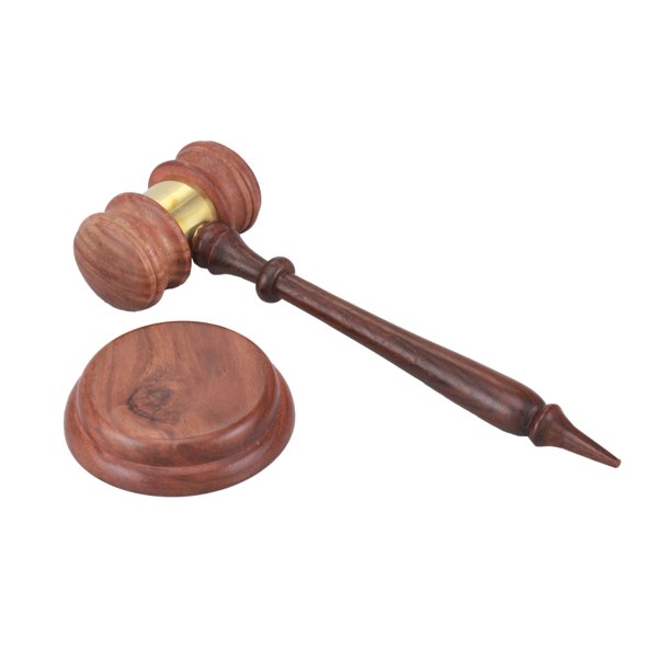 Benzara Wooden Gavel And Round Block Set With Brass Work Natural Brown Walmart Com Walmart Com