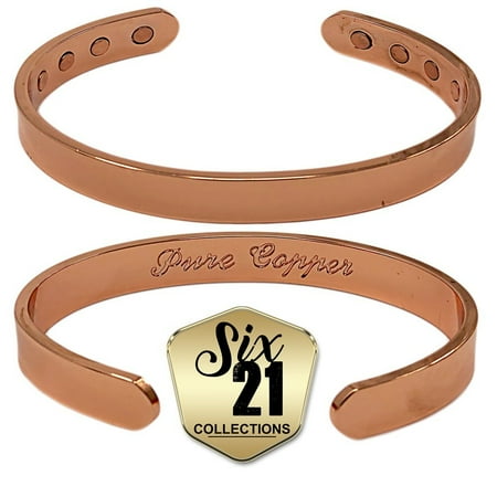 Six21 Collections Polished Magnetic Copper Bracelet For Arthritis Polished Magnetic Copper Bracelet For Arthritis Relief Pure 8 Magnets Adjule Bangle