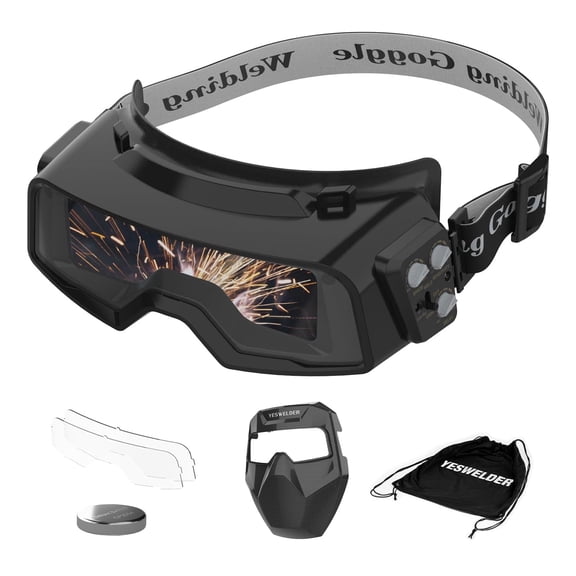 Auto-Darkening Welding Goggles - Adjustable Shade 4/5-13 for TIG/MIG/ARC Welding & Grinding (Checkerboard Design)
