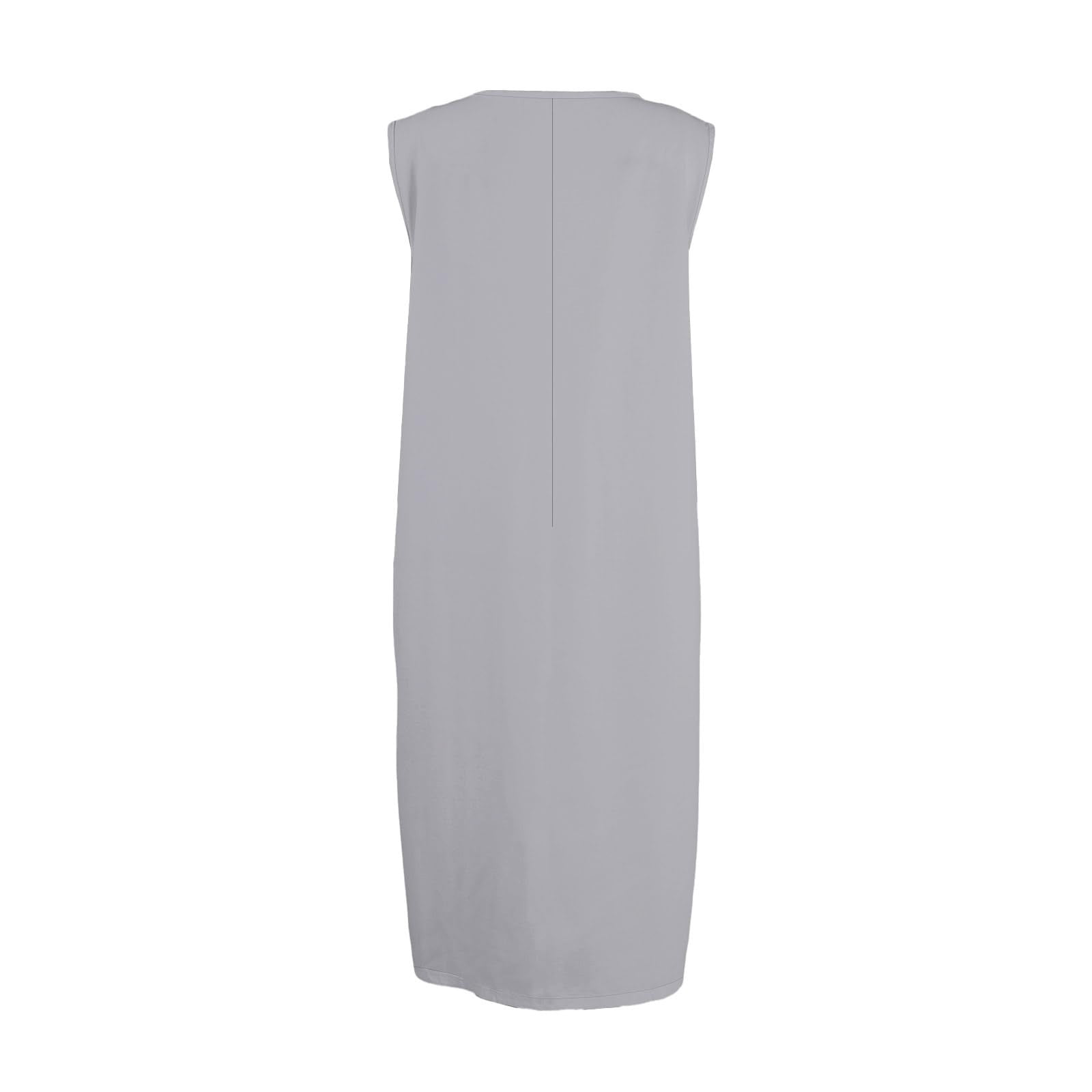 YANGXINX Womens Summer Dresses 2026 Linen Solid Color Sleeveless Round Neck Casual Shirts Dress with Pockets Comfortable Flowy Tunic Clothes