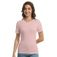 thumbnail image 3 of Womens Scoop Neck T Shirts Basic Ribbed Tees Fitted Tshirt Plain Short Sleeve Tops Casual, 3 of 6