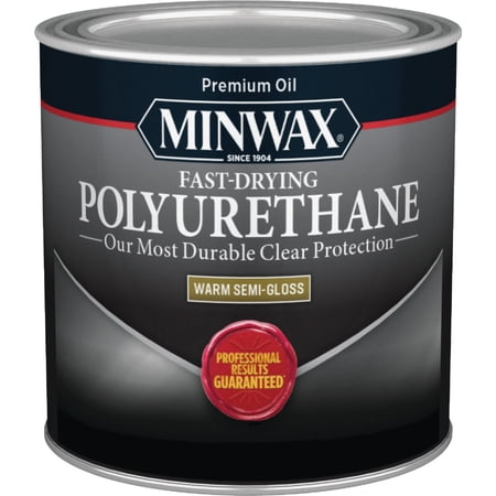 Minwax Fast Drying Polyurethane Protective Wood Finish, Clear Semi-Gloss, ½ Pint