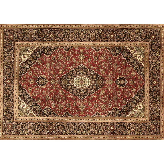 Ahgly Company Indoor Rectangle Medallion Brown Traditional Area Rugs, 2' x 4'