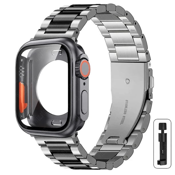 Correa Eslabon De Acero Inoxidable + Case Unisex Para Apple Watch Ultra 41 mm