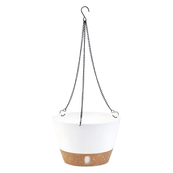 Self Watering Hanging Planters Hanging Flower Pots with Drainage Hole & Removable Water-Storage Tray Hanging Basket with 3 Hook Chain Hanger for Greenery Flowers Herbs(White)