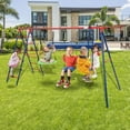thumbnail image 2 of Gymax Swing Set for Backyard w/ 2 Height Adjustable Swings Glider Basketball Hoop Red & Blue, 2 of 10