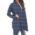 thumbnail image 5 of Amidoa Long Sleeve Cardigans for Women Open Front Blue Striped Plus Size Long Soft Cardigans Sweaters for Women XXXL, 5 of 6
