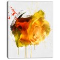 thumbnail image 2 of Rose Dessinée à la Main Jaune sur Blanc - Impression sur Toile Florale, 2 of 4