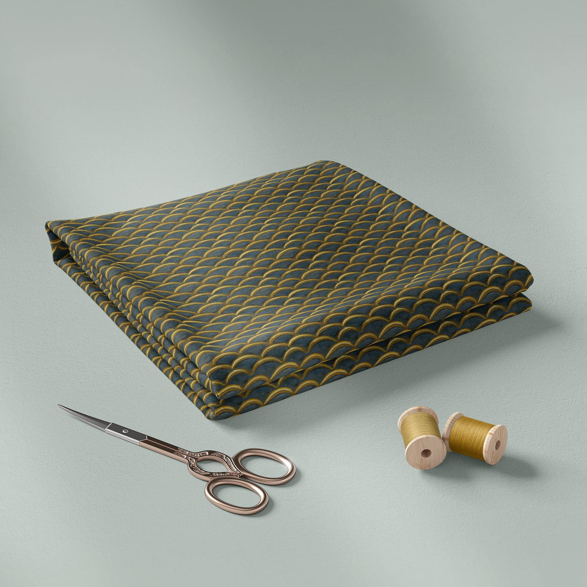 (2 pack) David Textiles, Inc. 44" x 1 Yard Cotton Forever Fashion Gilded Scallop Precut Sewing & Craft Fabric, Gold