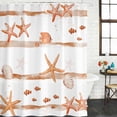 thumbnail image 3 of Shower Curtain Bathroom Set Summer Ocean Starfish Shell Waterproof Fabric Shower Curtains with Grommets&Hooks, Watercolor Orange Fish Privacy Bath Curtain for Bathtub 72x72in, 3 of 9