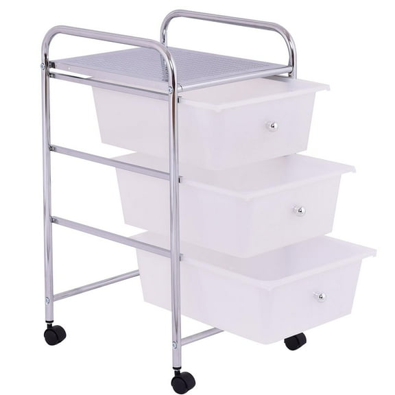 Giantex 3-Drawer Rolling Storage Cart, Metal Frame Scrapbook Paper Organizer Cart, Mobile File Utility Cart for School, Office, Home, Dorm, White