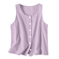 thumbnail image 7 of Womens Linen Vest Crop Tops Summer Sleeveless Y2k T-Shirt Casual Loose Crewneck Sleeveless Tank Top Linen Casual Loose Ladies Blouse Streetwear Baggy Cropped Shirts Streetwear Outdoor Tees, 7 of 7