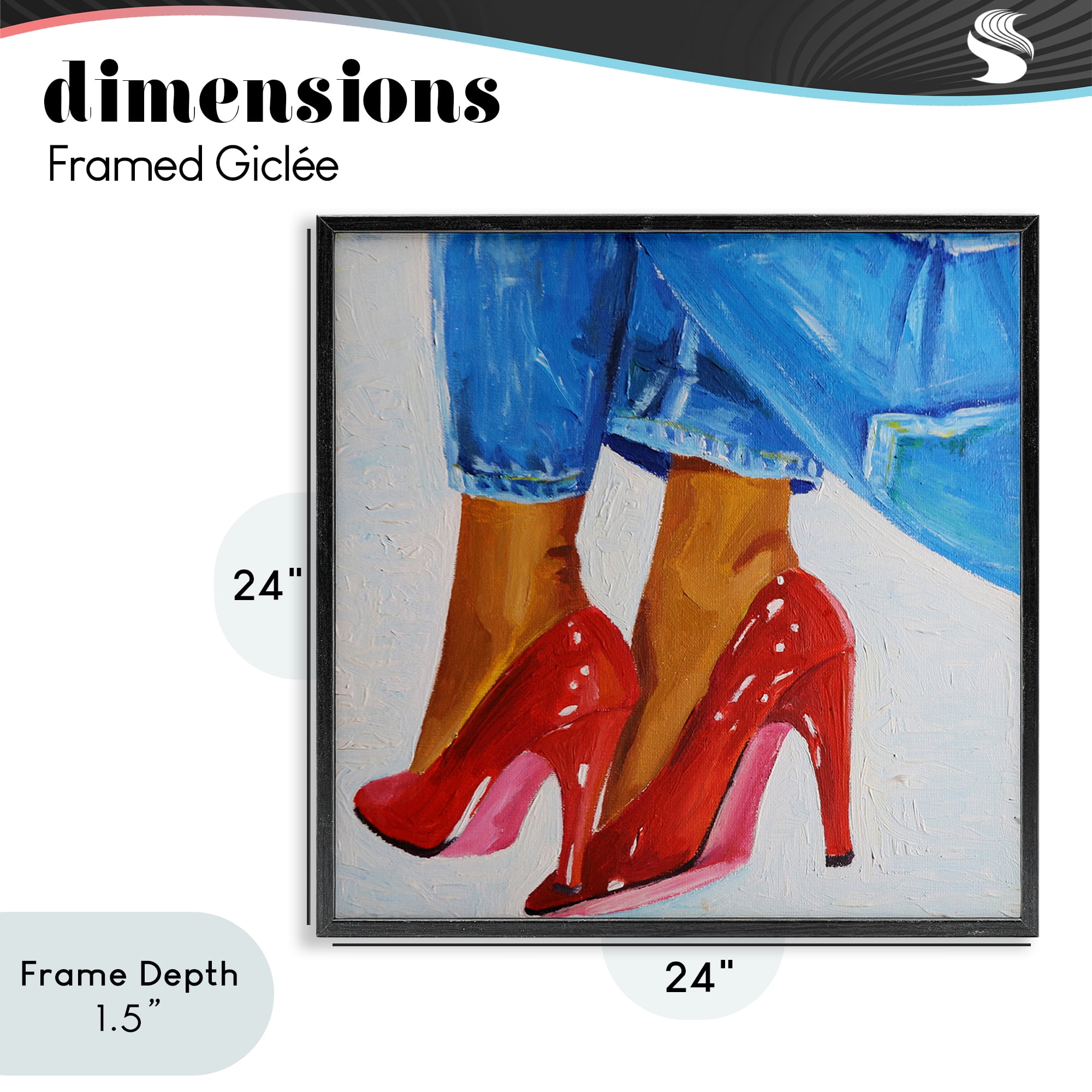 Stupell Industries Glossy Red Pumps & Jeans Black Framed Giclee Art, design by Violeta Vollmer