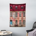 thumbnail image 1 of Urban Tapestry, Old Aged Building in Ancient City Tallinn Estonia Antique Structure Windows, Wall Hanging for Bedroom Living Room Dorm Decor, 40W X 60L Inches, Ruby Pink Sky Blue, by Ambesonne, 1 of 2