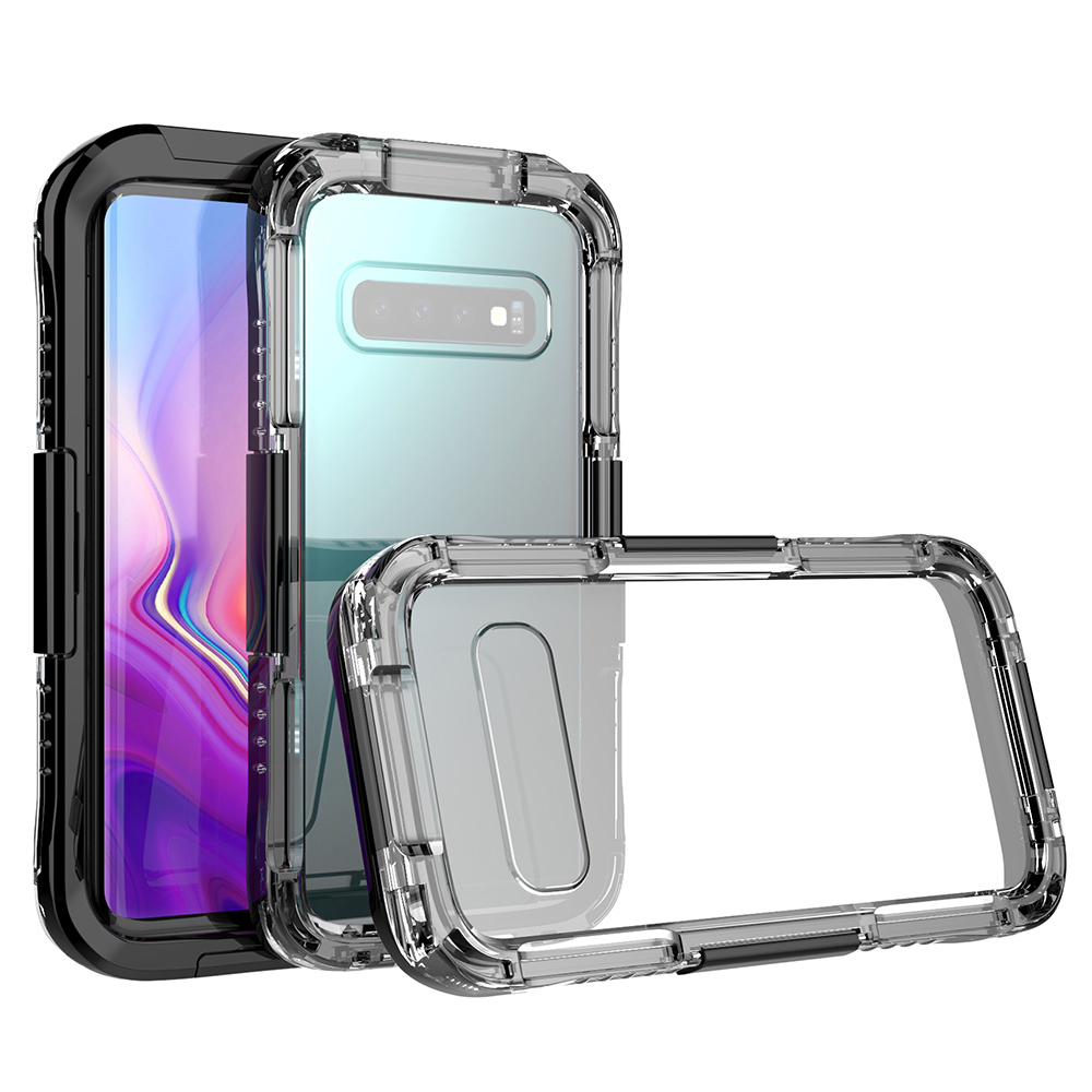 Waterproof Fully Sealed Hard Case For Samsung Galaxy S10 With Plastic Screen Protector Cover For Swimming, Beach, Camping, Vacation Outdoor Use (Black)