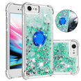 thumbnail image 1 of Funda para iPhone SE 2022/2020 con Brillo Líquido Flotante, Purpurina, Parachoques y Anillo Giratorio Soporte, 1 of 5